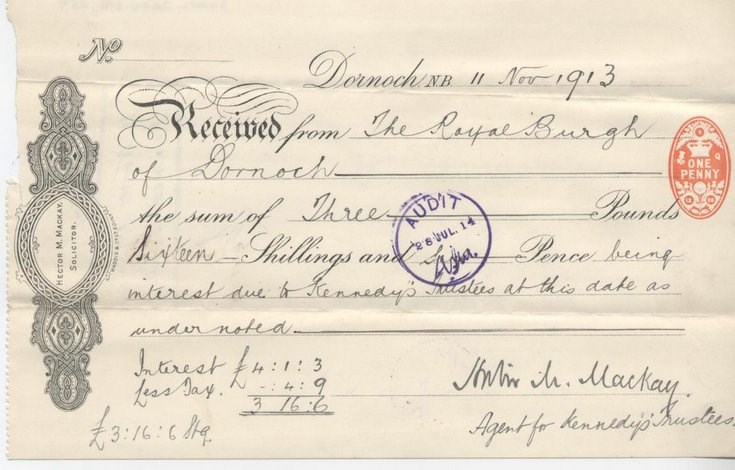 Receipt for interest 1913
