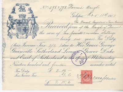 Receipt for feu duty 1913