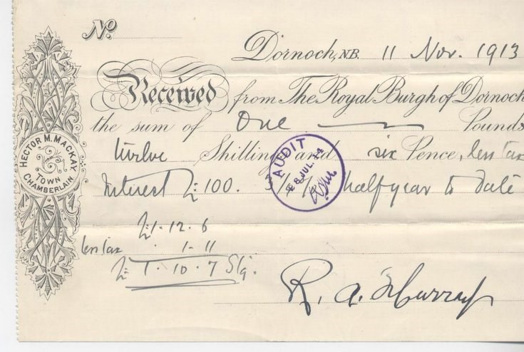 Receipt for interest 1913