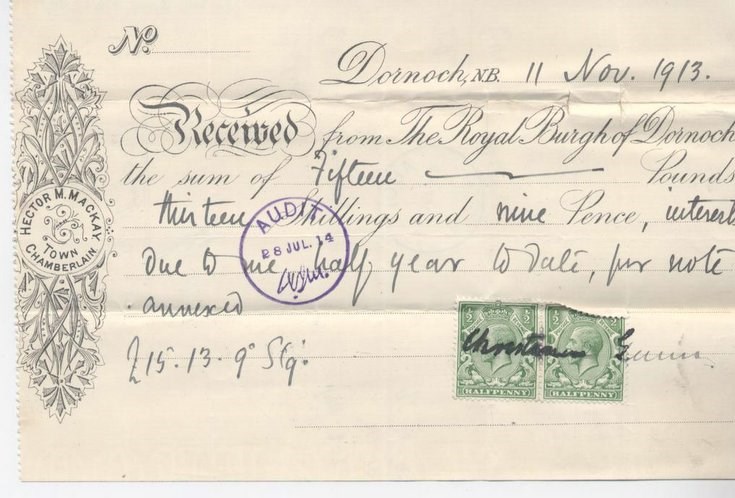 Receipt for interest 1913
