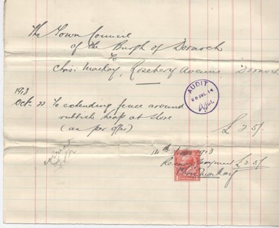 Bill for fence at rubbish heap 1913