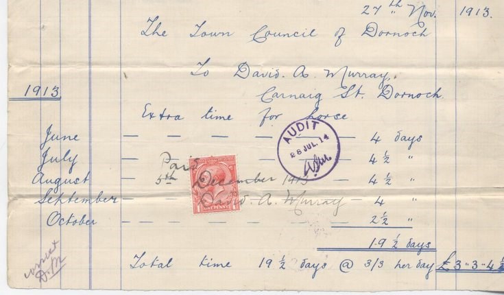 Bill for use of horse 1913