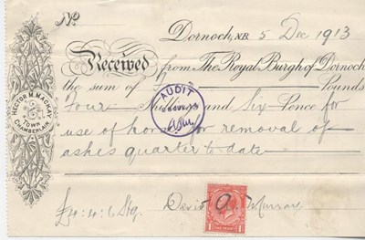 Receipt for use of horse 1913