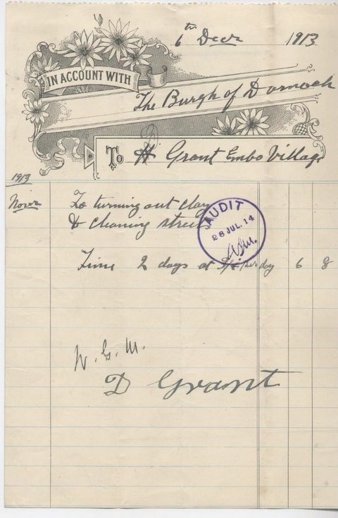 Bill for street cleaning 1913