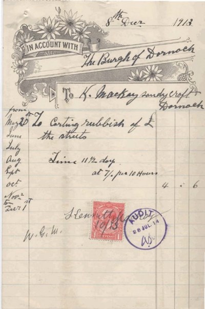 Bill for carting 1913