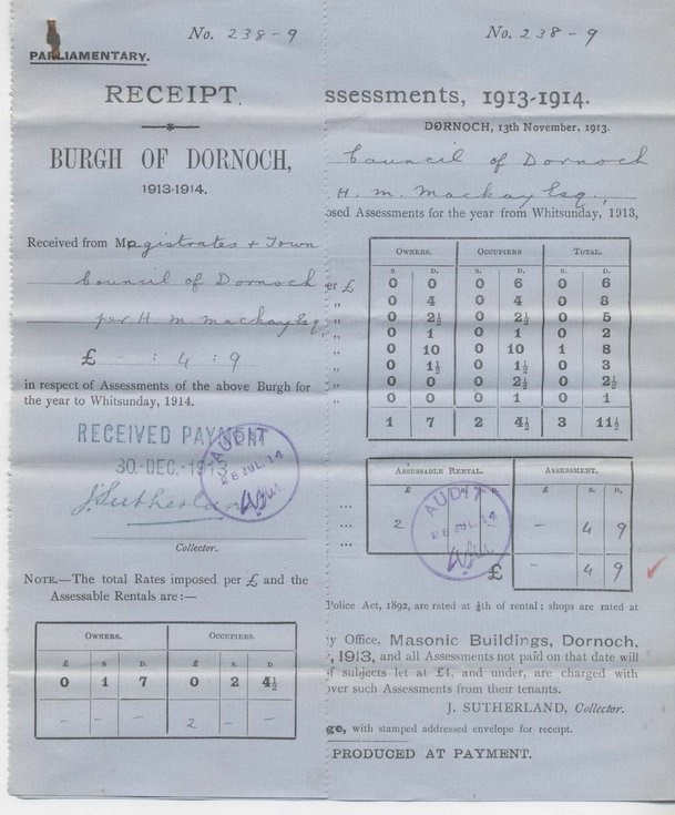 Parliamentary burgh assessment 1913