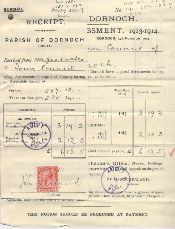 Parliamentary burgh assessment 1913. 