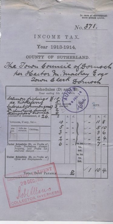 Income tax assessment 1913