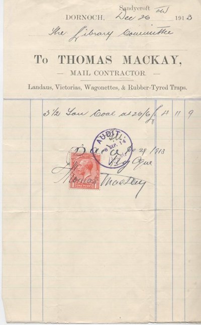 Bill for coal 1913