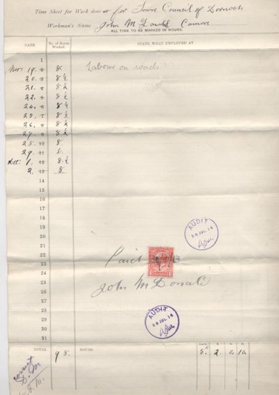 Bill for work on roads 1913