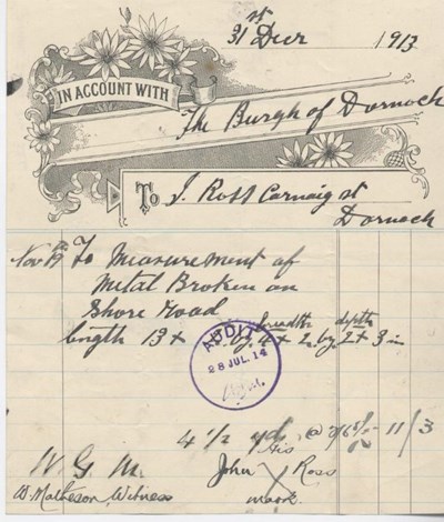 Bill for road repair 1913