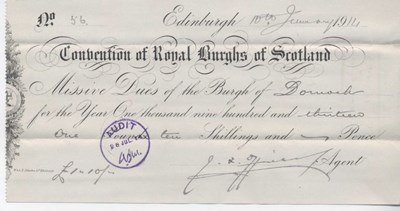 Bill for Convention of Royal Borough of Scotland dues 1914