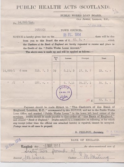 Bill for interest on Public Works Loan 1914