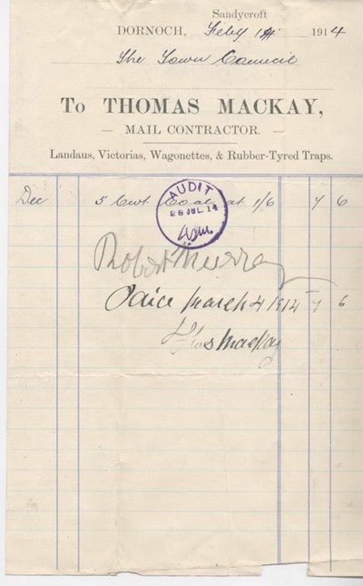 Bill for coal 1914