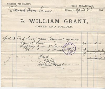 Bill for repairs to drains 1914