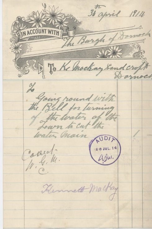 Bills for work on water supply 1914