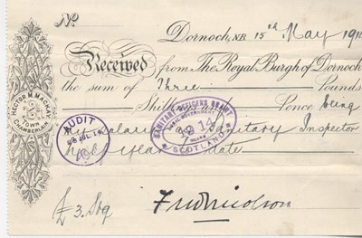 Receipt for sanitary inspector's salary 1914