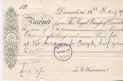 Receipt for veterinary surgeon's salary 1914
