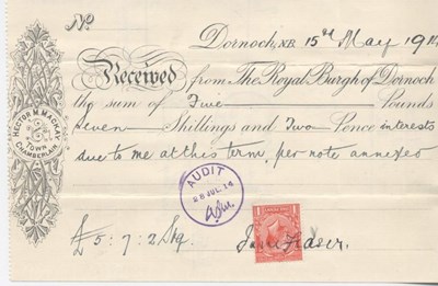 Receipt for interest re slaughterhouse 1914