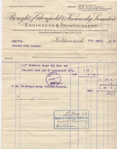 Bill for pressure gauge 1914