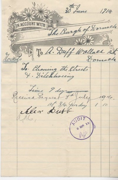 Bill for street cleaning 1914