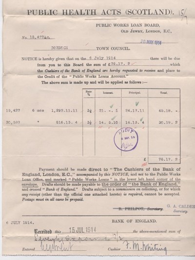 Public Works Loan Board bill for interest 1914