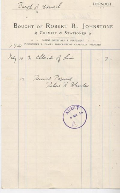 Bill for chemicals 1914