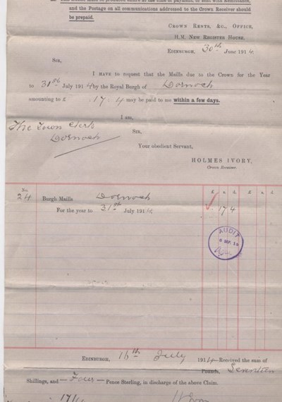 Bill for burgh maills 1914
