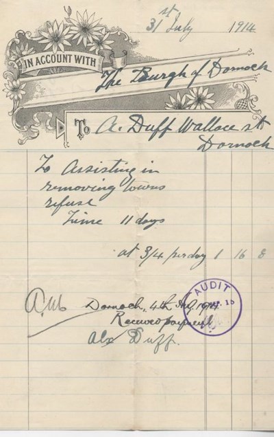 Bill for removal of refuse 1914