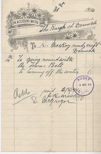 Bill for town crier 1914