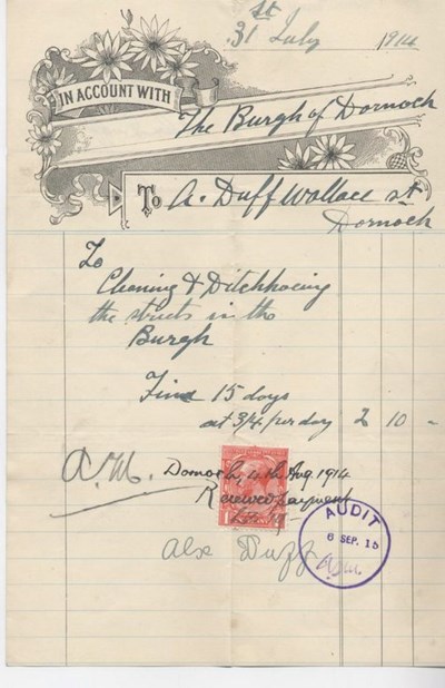 Bill for street cleaning 1914