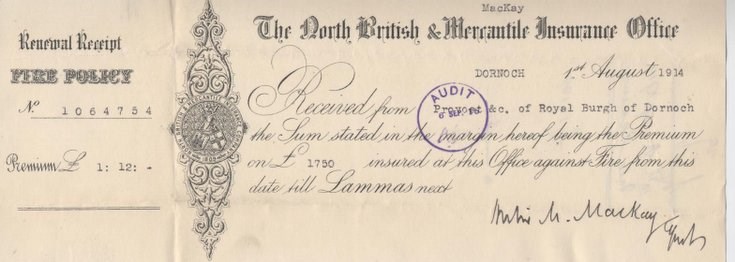 Receipt for fire insurance 1914