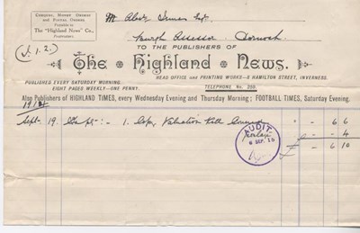 Bill for valuation roll 1914