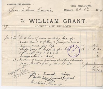 Bill for repairs 1914