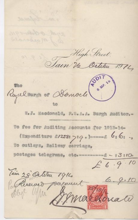 Bill for auditing accounts 1914
