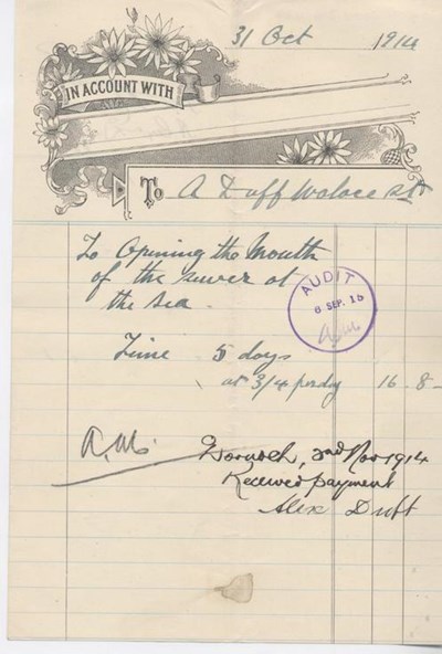 Bill for estuary work 1914