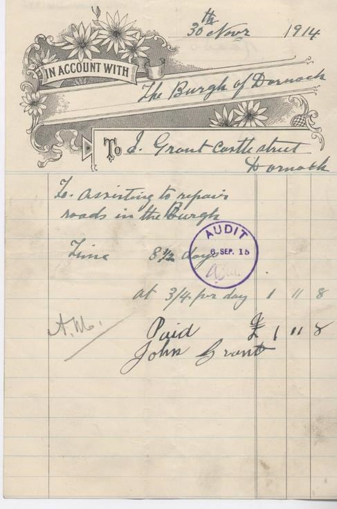 Bill for road repairs 1914