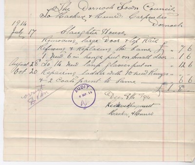 Bill for repairs at slaughterhouse 1914