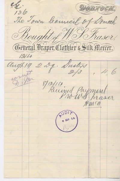 Bill for dusters 1914