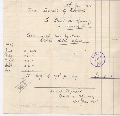 Bill for work by horse 1915