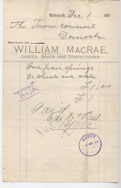 Bill for springs 1914