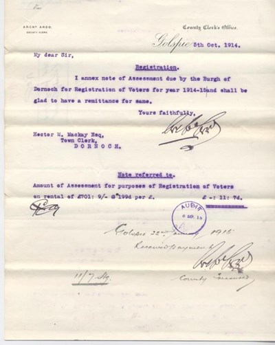Assessment for registration of voters 1914/15