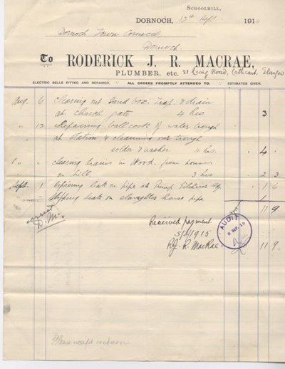 Bill for repairs 1914