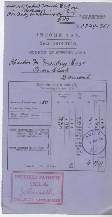 Income Tax 1914-15