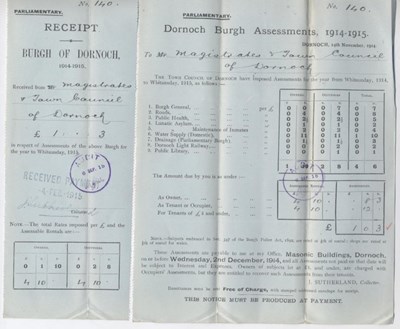 Burgh rates 1914-15 - parliamentary. 2 sheets loose.