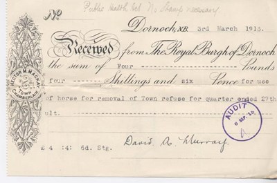 Receipt for use of horse 1915