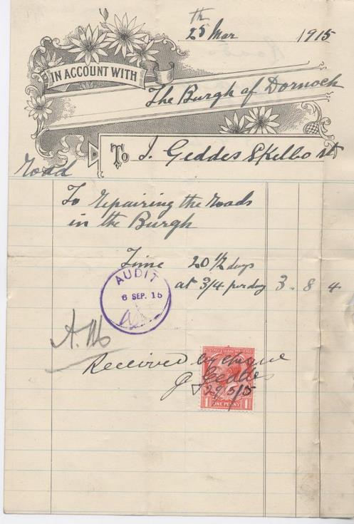 Bill for road repairs 1915 - Historylinks Archive