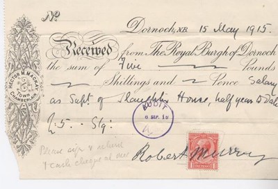 Receipt for superintendent of slaughterhouse's salary 1915