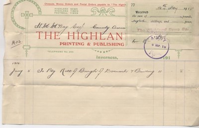 Bill for printing 1915