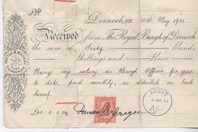 Receipt for burgh officer's salary 1915